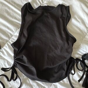 Sleeveless Black Top with Side Ties